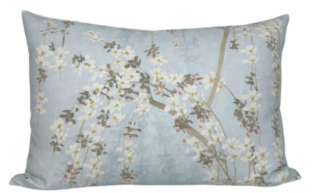 Weeping Blossom Pillow Cover in Blue, Thibaut Pillows