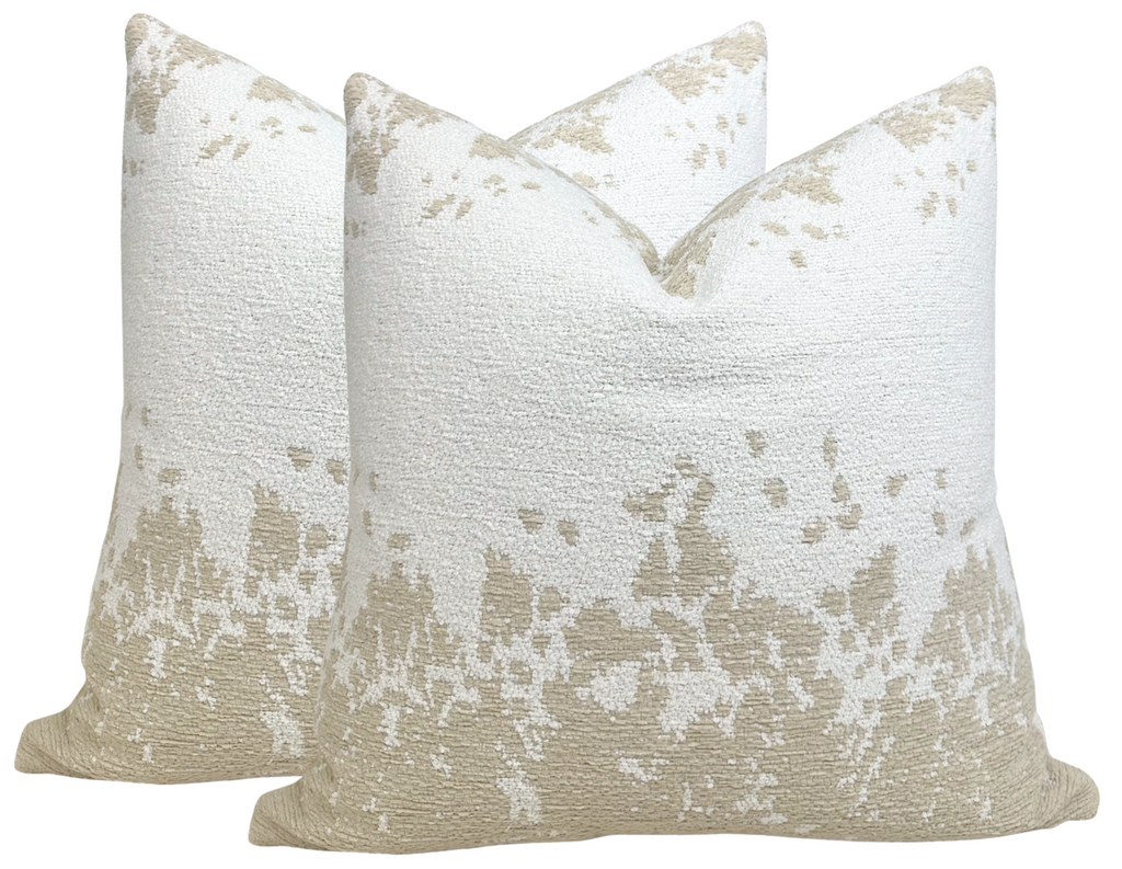 Dappled Stripe Pillow Cover in Oyster, Indoor Outdoor Pillow, Holly Hunt Textiles