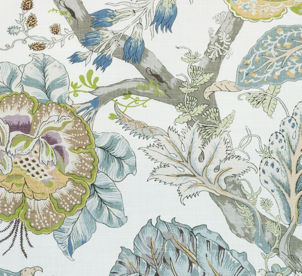 Kalamkari Pillow Cover in Aqua, Thibaut Pillows