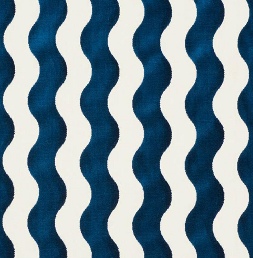 Wave Velvet Pillow Cover in Navy Blue, Schumacher Textiles