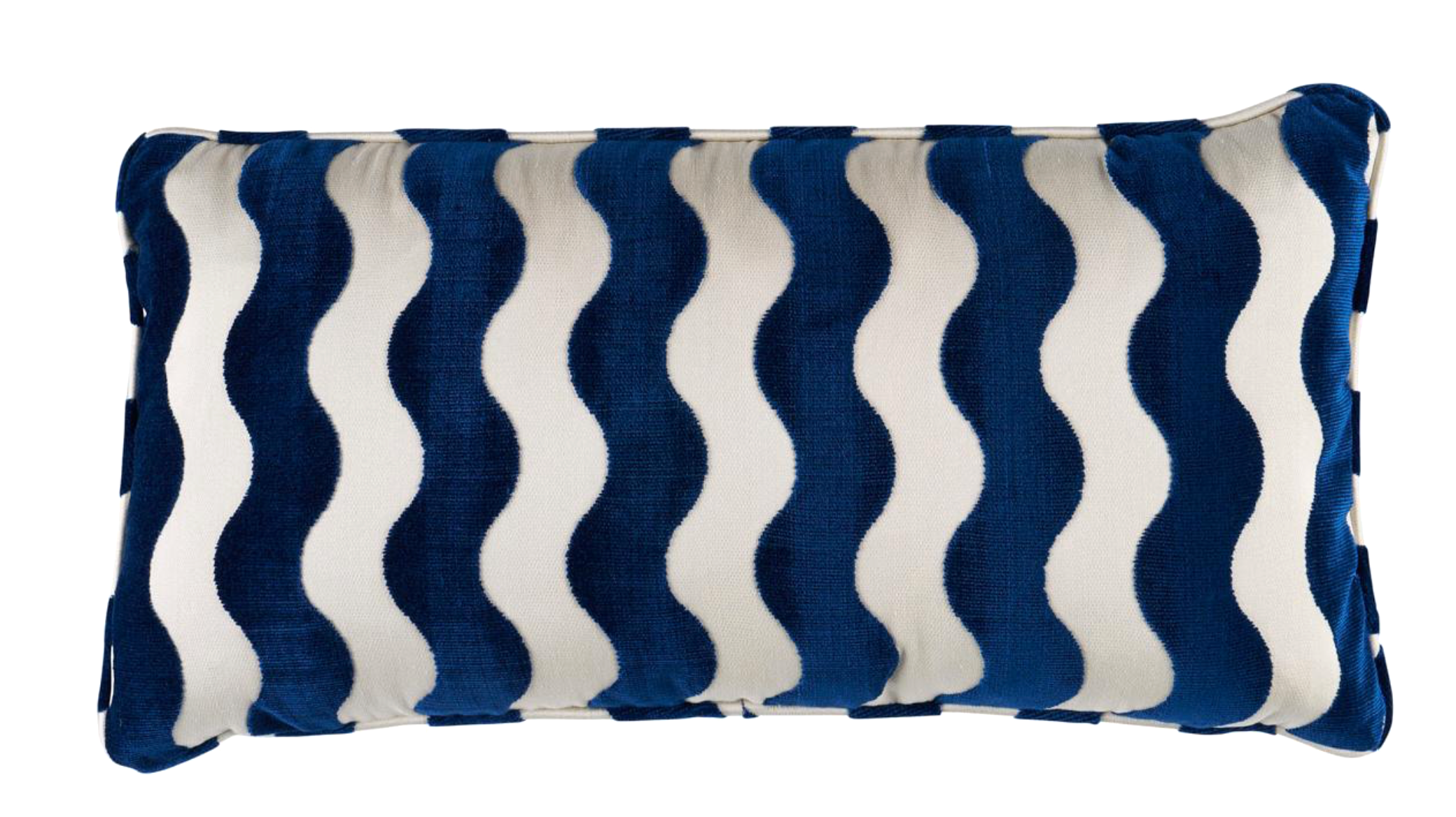 Wave Velvet Pillow Cover in Navy Blue, Schumacher Textiles