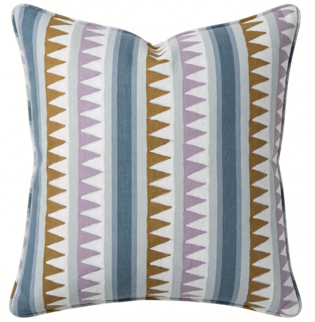 Lomita Striped Pillow Cover in Lavender and Blue, Thibaut Pillows