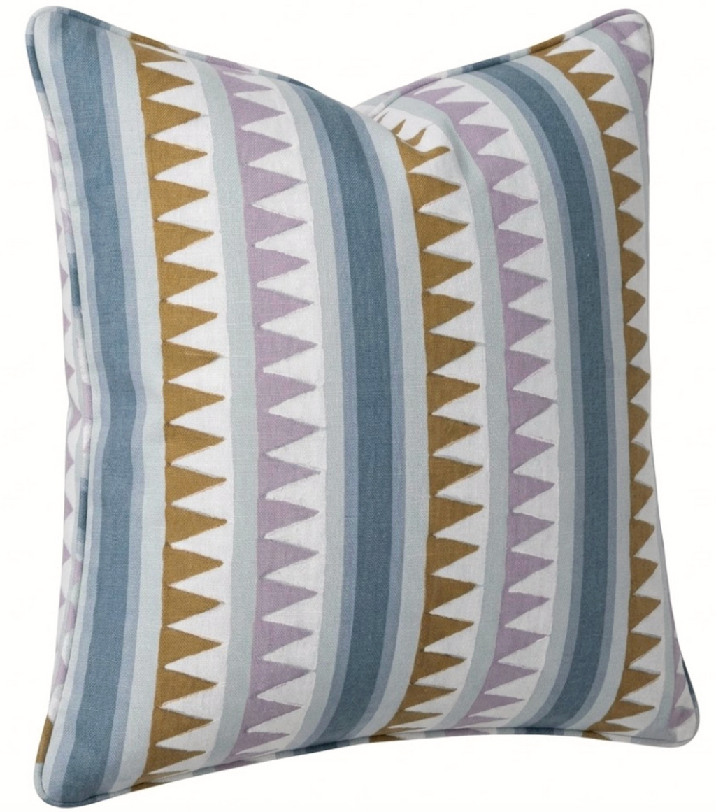 Lomita Striped Pillow Cover in Lavender and Blue, Thibaut Pillows