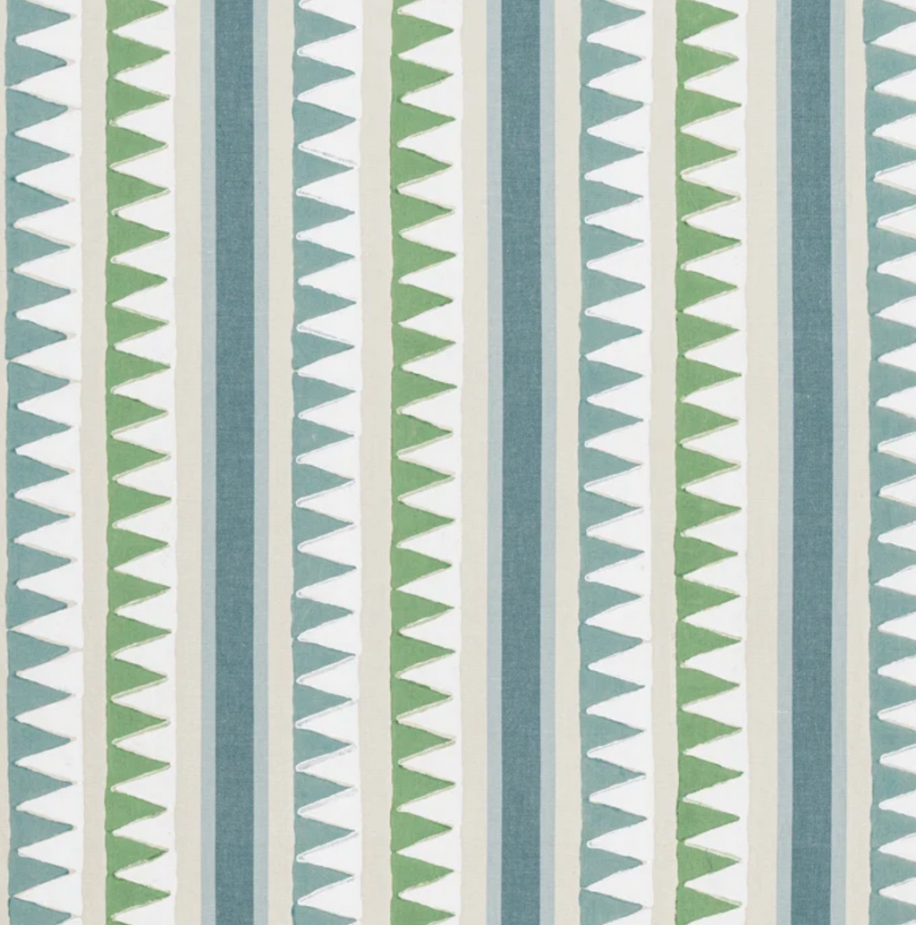 Lomita Striped Pillow Cover in Green and Blue, Thibaut Pillows