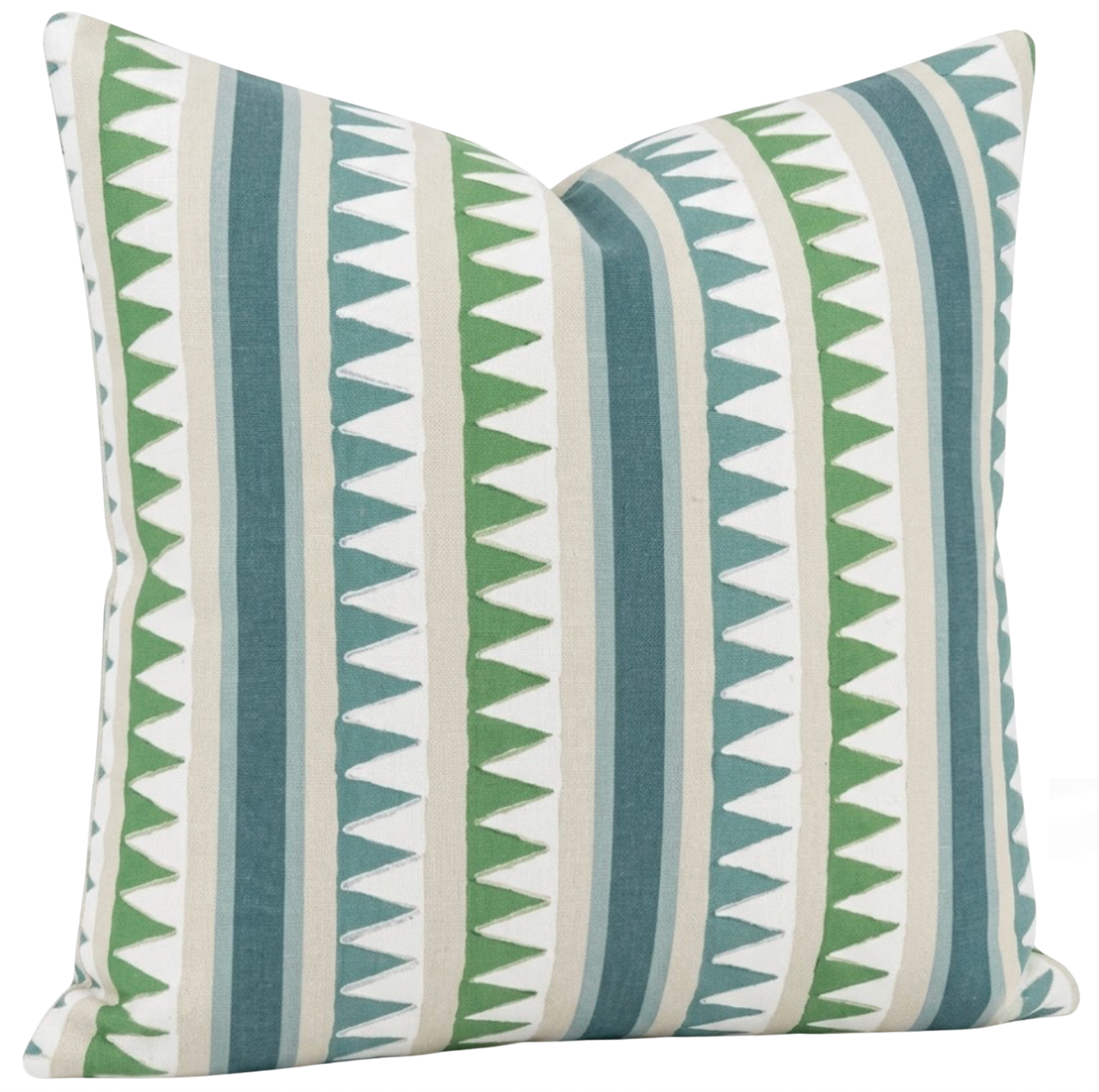 Lomita Striped Pillow Cover in Green and Blue, Thibaut Pillows