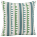 Lomita Striped Pillow Cover in Green and Blue, Thibaut Pillows