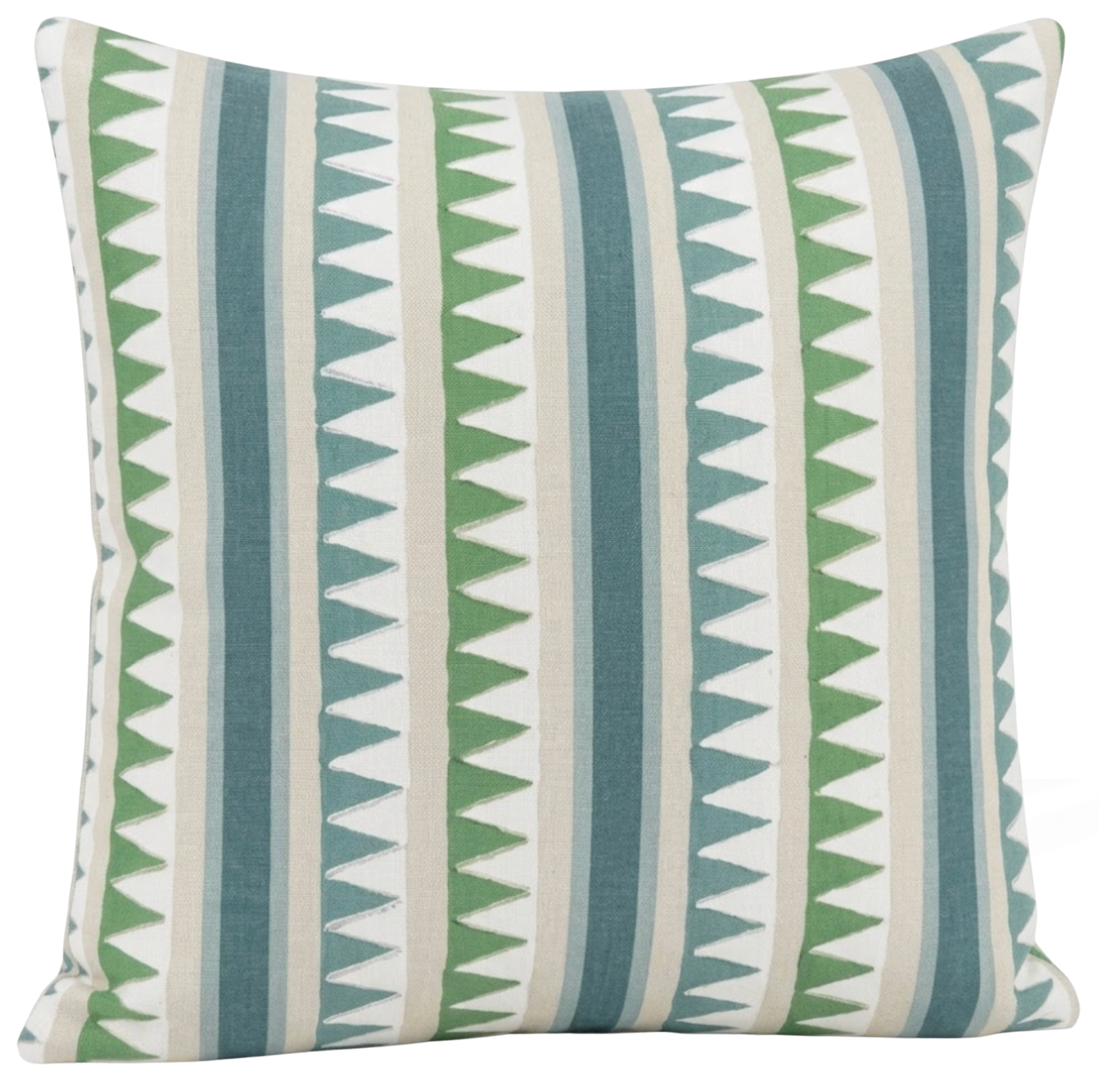 Lomita Striped Pillow Cover in Green and Blue, Thibaut Pillows