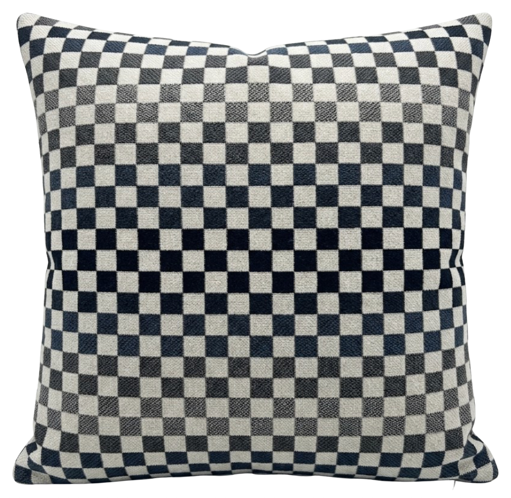 Mercer Check Woven Pillow Cover in Indigo Grey