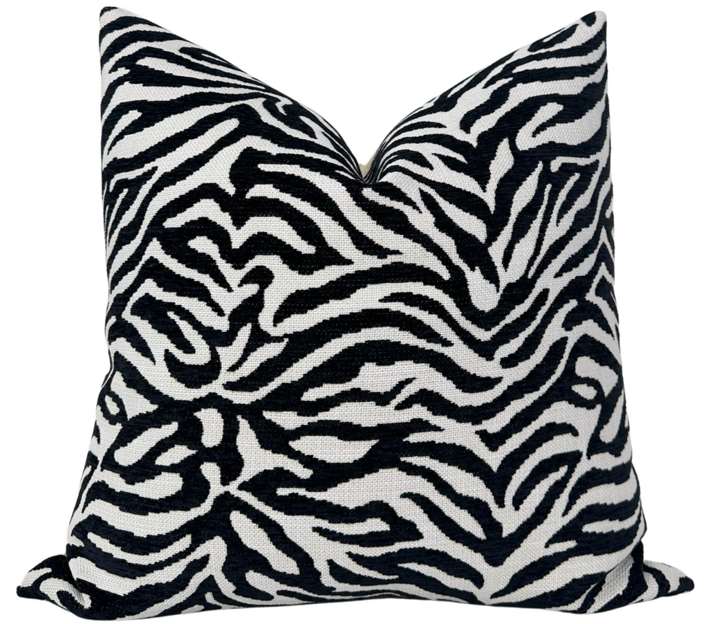 Zebra Noir Woven Pillow Cover