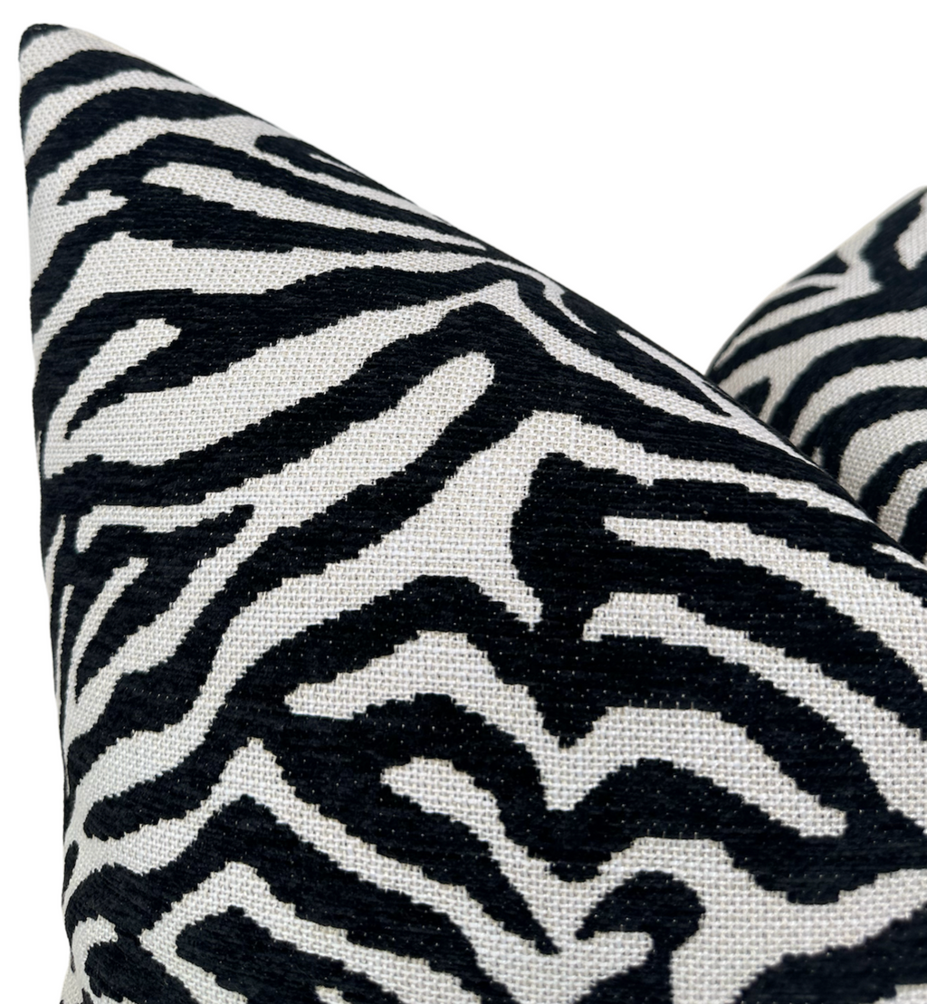 Zebra Noir Woven Pillow Cover