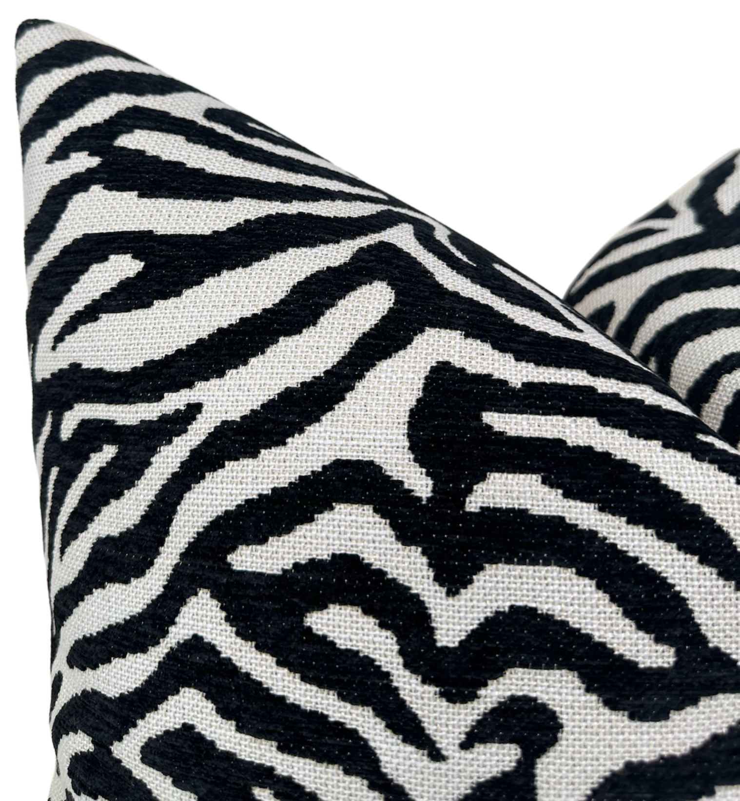 Zebra Noir Woven Pillow Cover