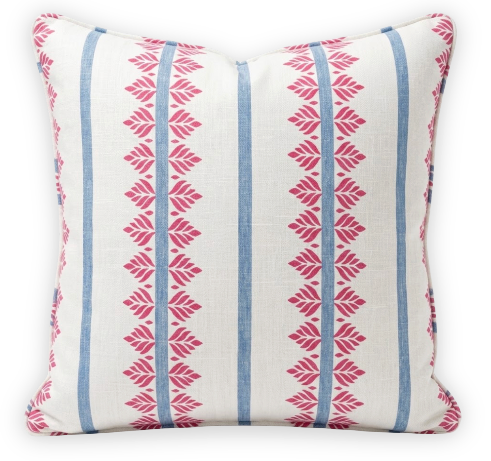 Fern Stripe Pillow Cover in Red and Blue, Thibaut Pillows