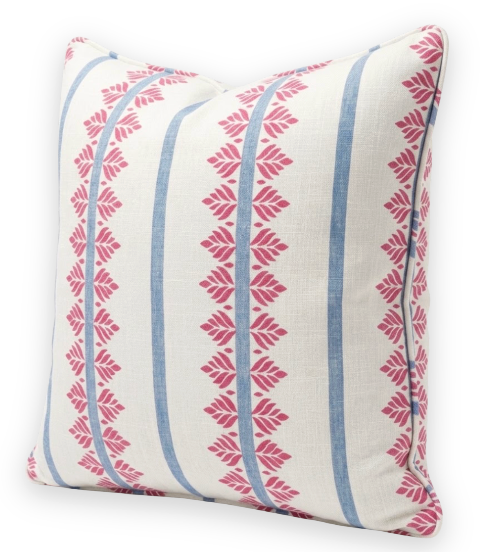 Fern Stripe Pillow Cover in Red and Blue, Thibaut Pillows