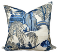 Asian Scenic Pillow Cover in Navy, Thibaut Pillows
