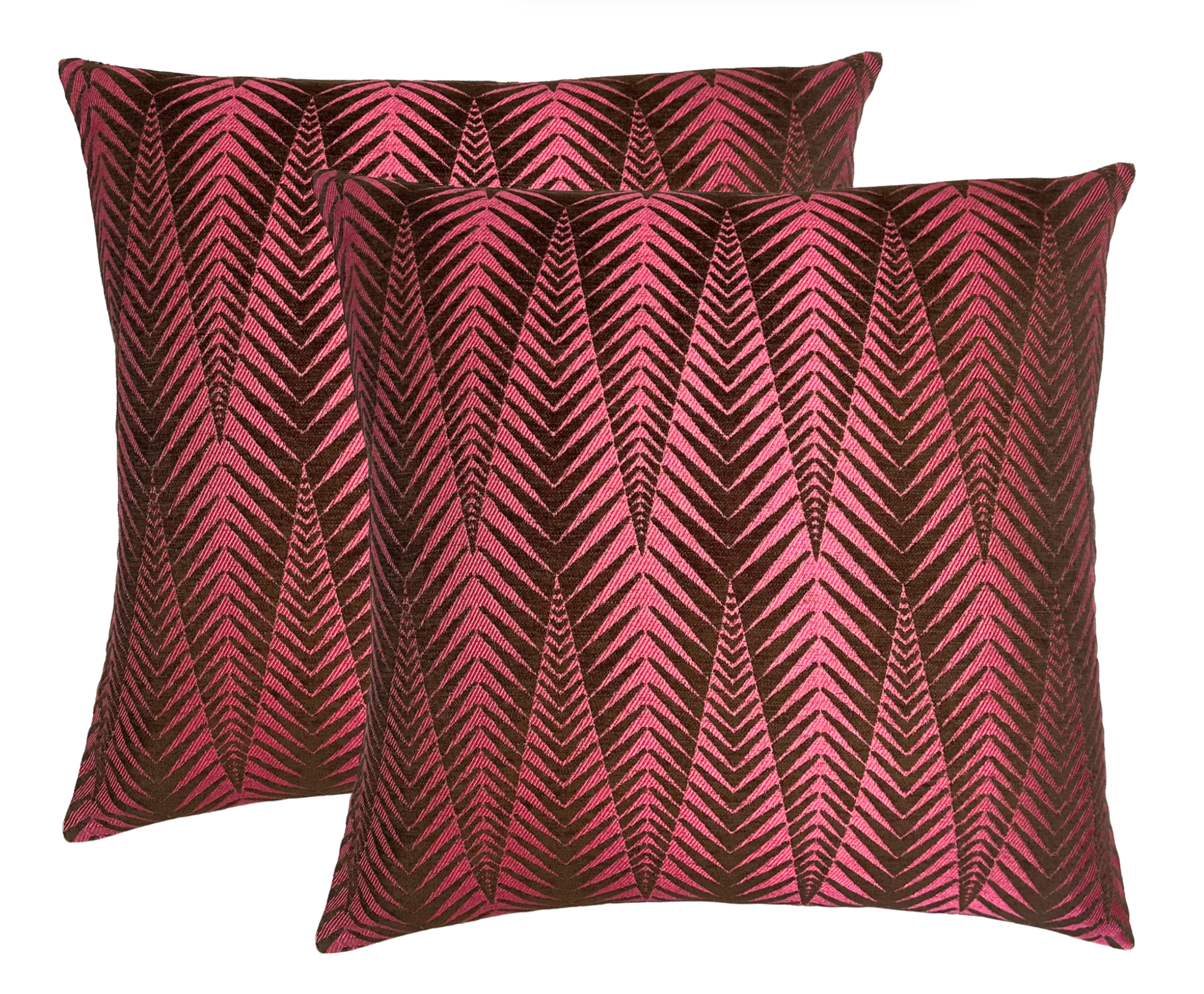 Chevron Velvet Pillow Cover in Fuchsia + Brown