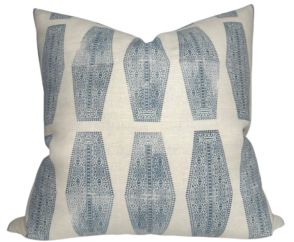 Inlay Pillow Cover in Lake Blue, Susan Connor Textiles