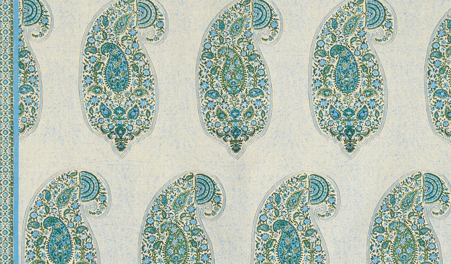 Isfahan Paisley Pillow Cover in Blue Green, Peter Dunham Textiles