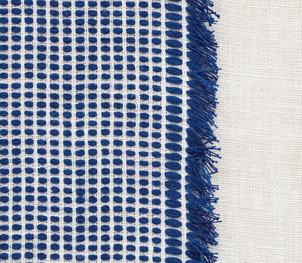 Tulum Casement Embroidered Pillow Cover in Blue, Schumacher Textiles
