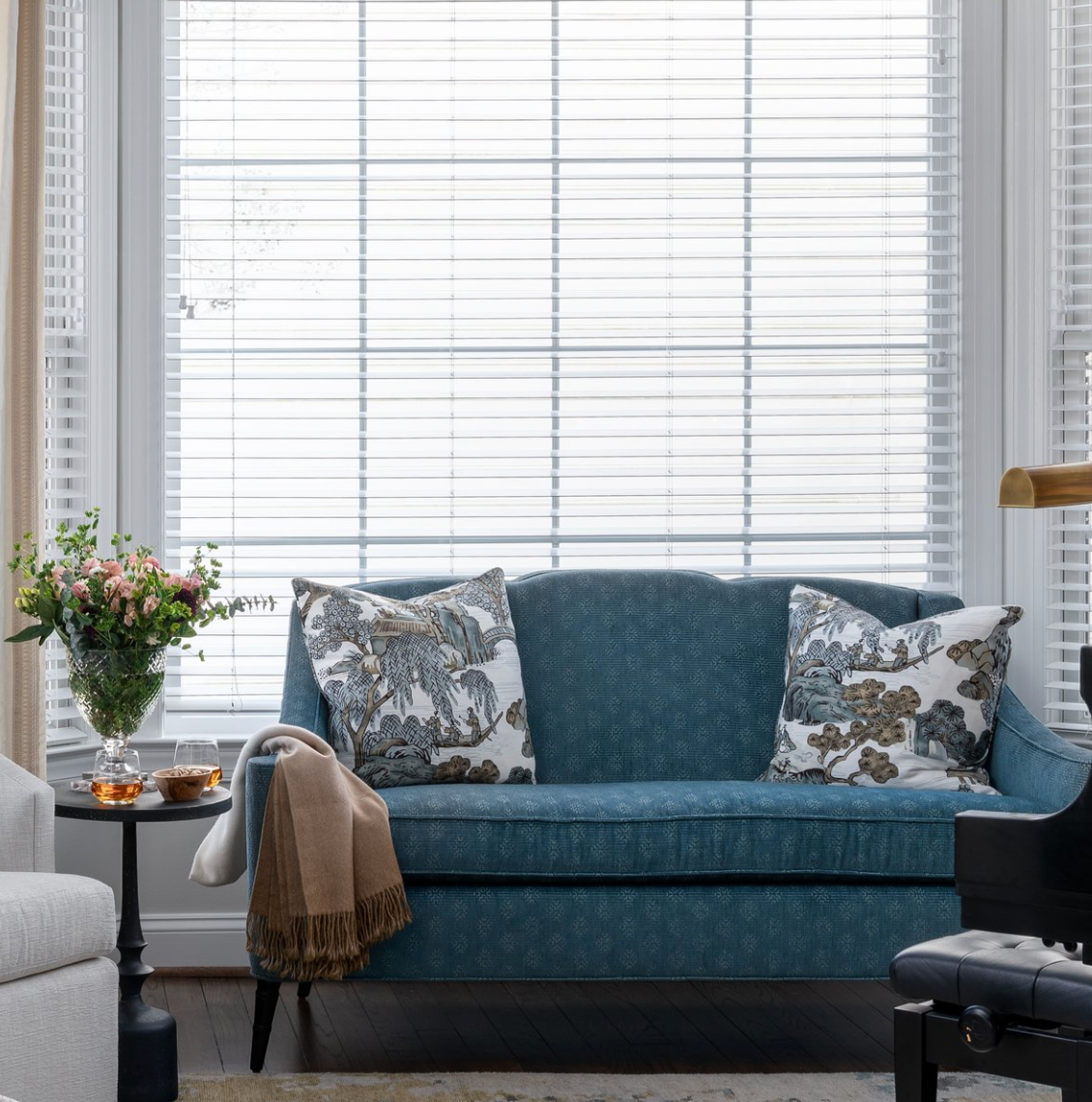 Asian Scenic Pillow Cover in Grey, Thibaut Pillows
