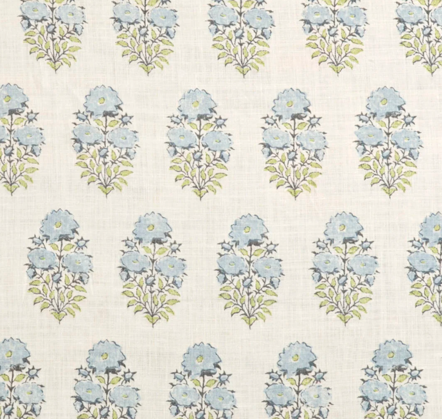 Mughal Flower Pillow Cover in Monsoon Blue, Lisa Fine Textiles
