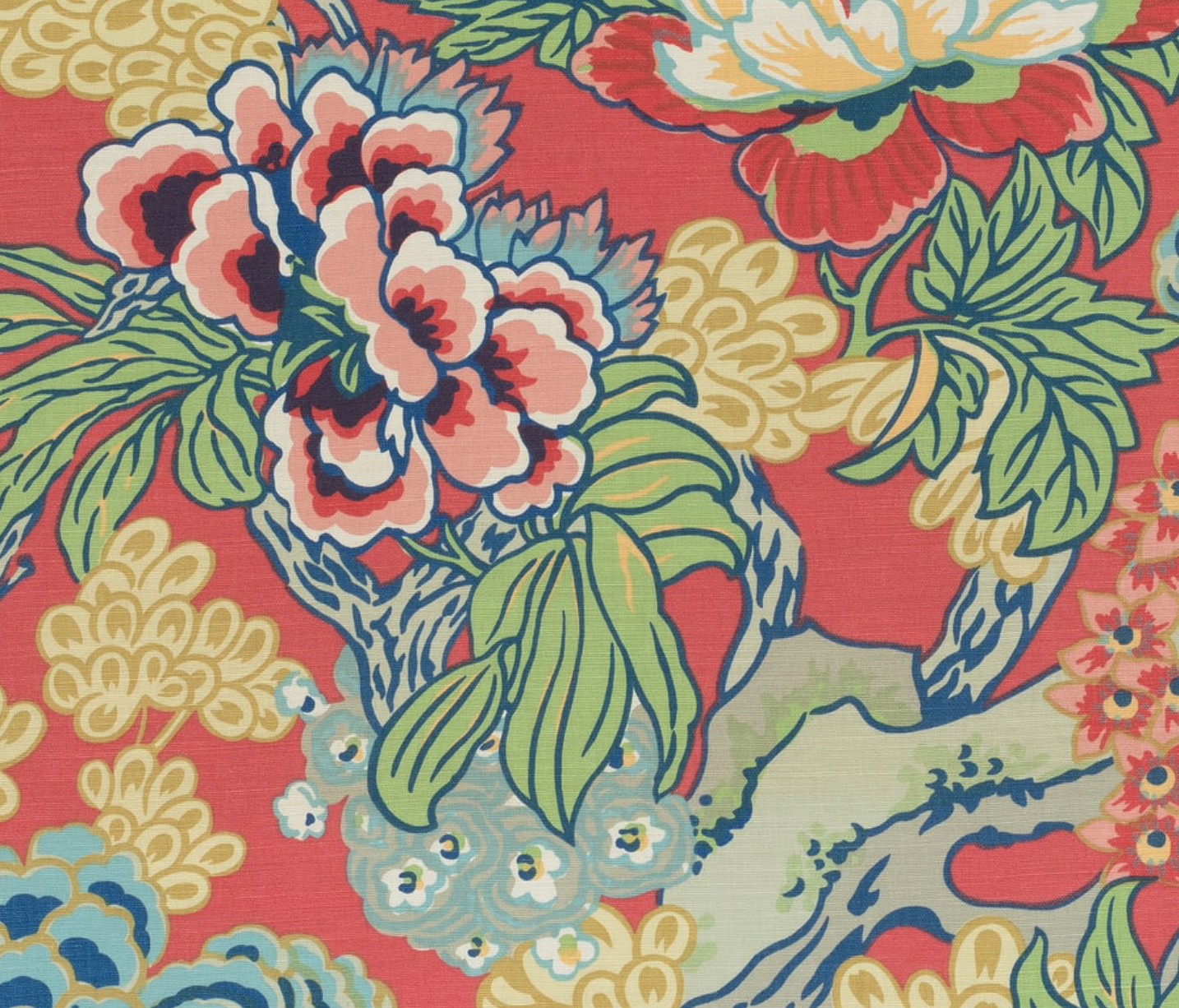 Honshu Pillow Cover in Coral and Green, Thibaut Pillows