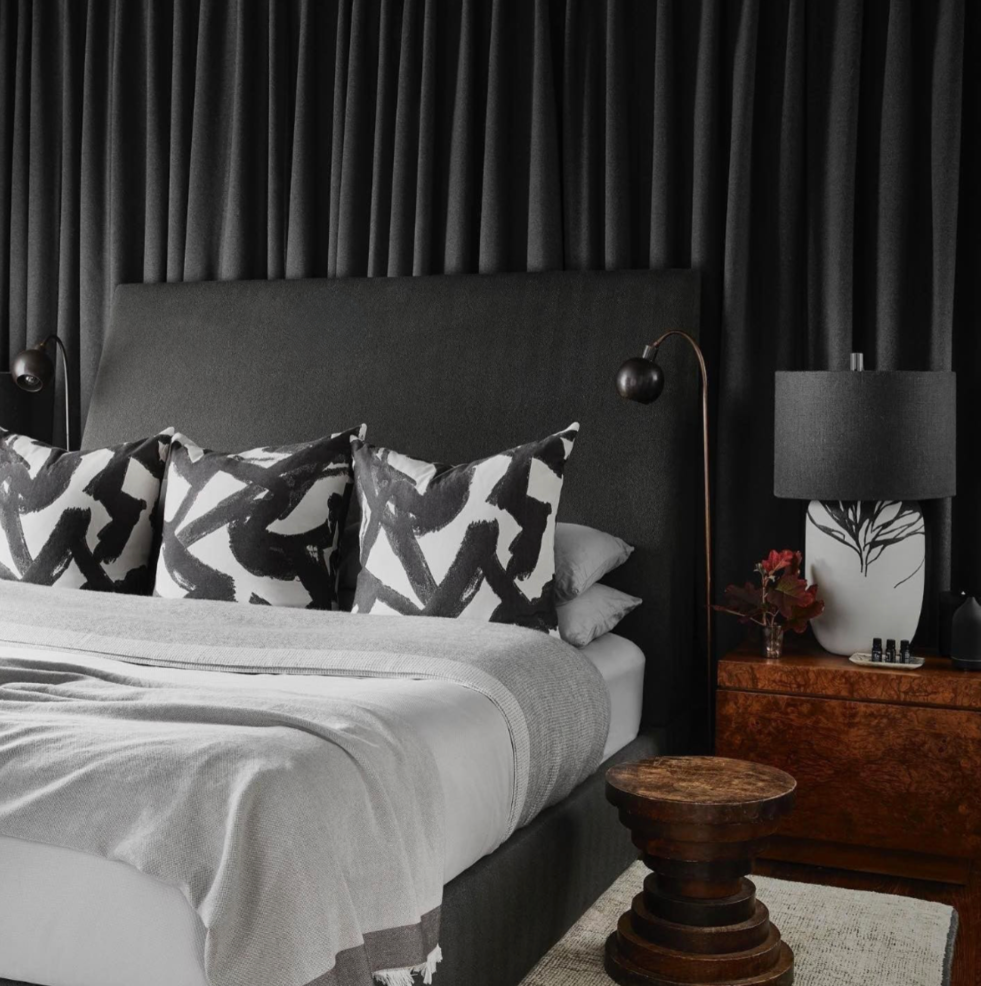 Brushstrokes Pillow Cover in Ebony, Indoor Outdoor Pillows