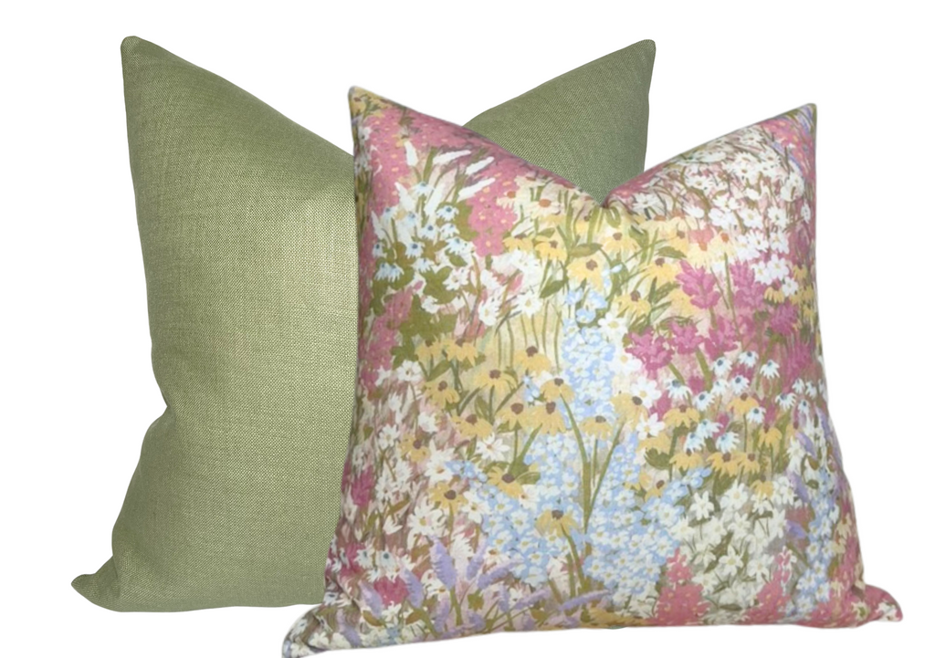 Fleur Linen Pillow Cover in Blush