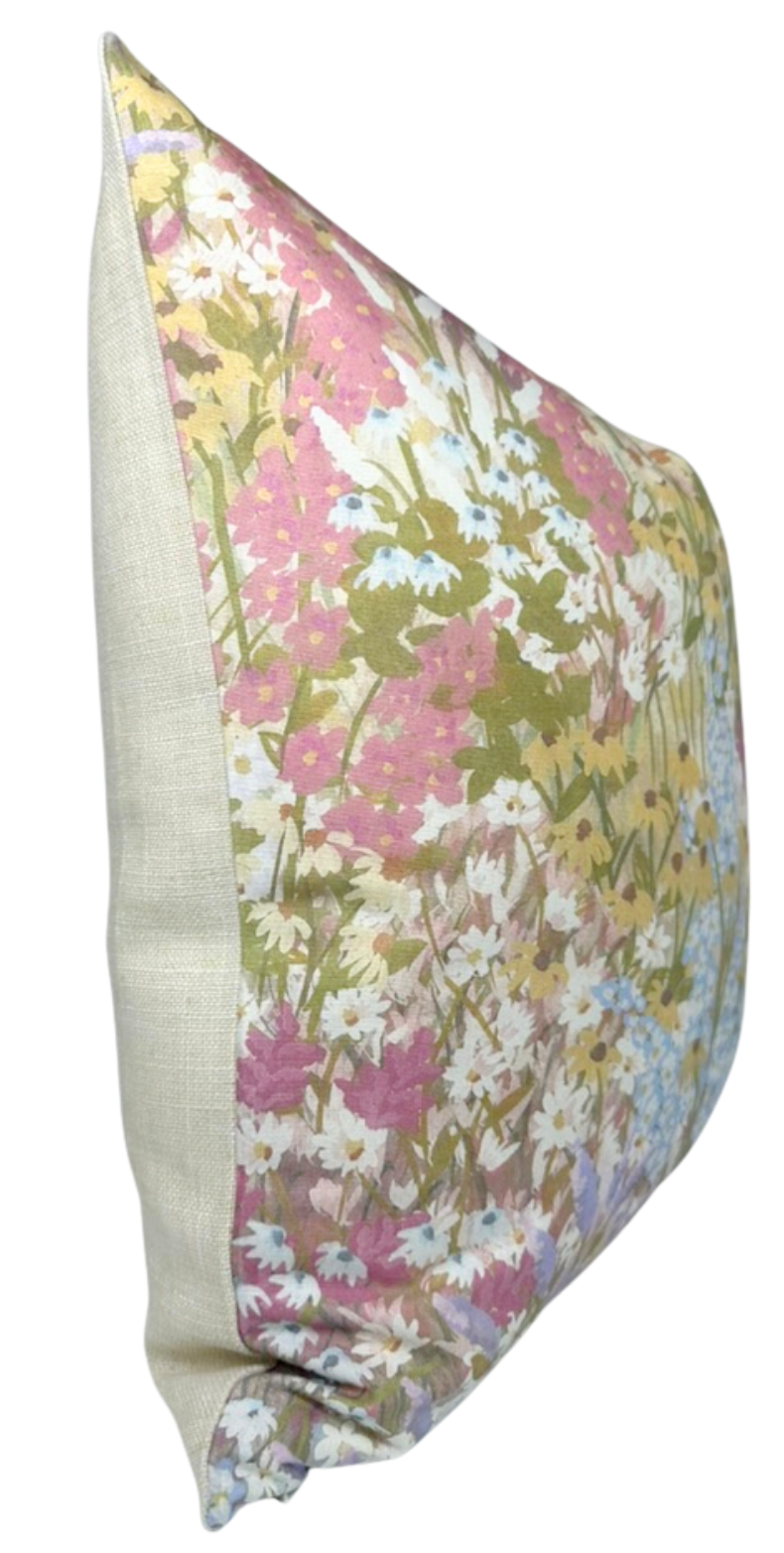 Fleur Linen Pillow Cover in Blush
