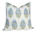 Mughal Flower Pillow Cover in Monsoon Blue, Lisa Fine Textiles