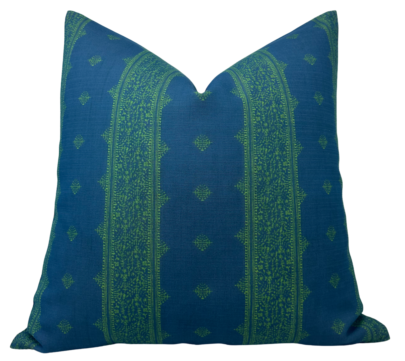 Fez Pillow Cover in Green Indigo, Indoor Outdoor Pillow, Peter Dunham Textiles