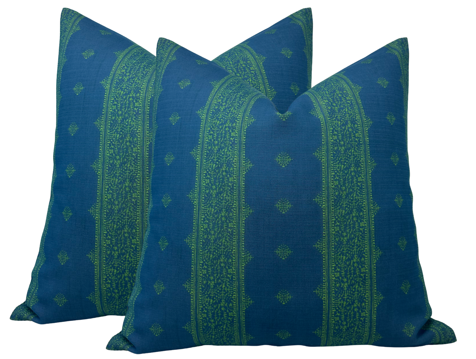 Fez Pillow Cover in Green Indigo, Indoor Outdoor Pillow, Peter Dunham Textiles
