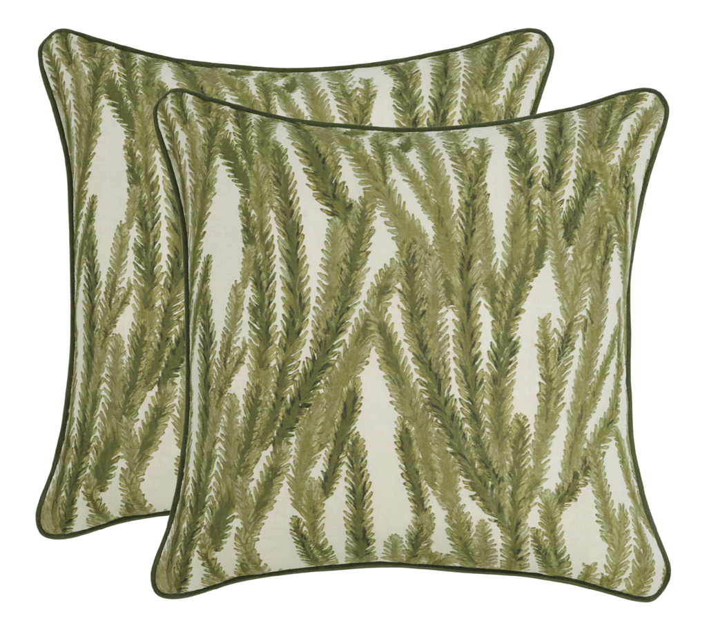 Nori Floral Pillow Cover in Moss Green, McLaurin + Piercy Textiles