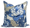 Honshu Pillow Cover in Blue and Beige, Thibaut Pillows