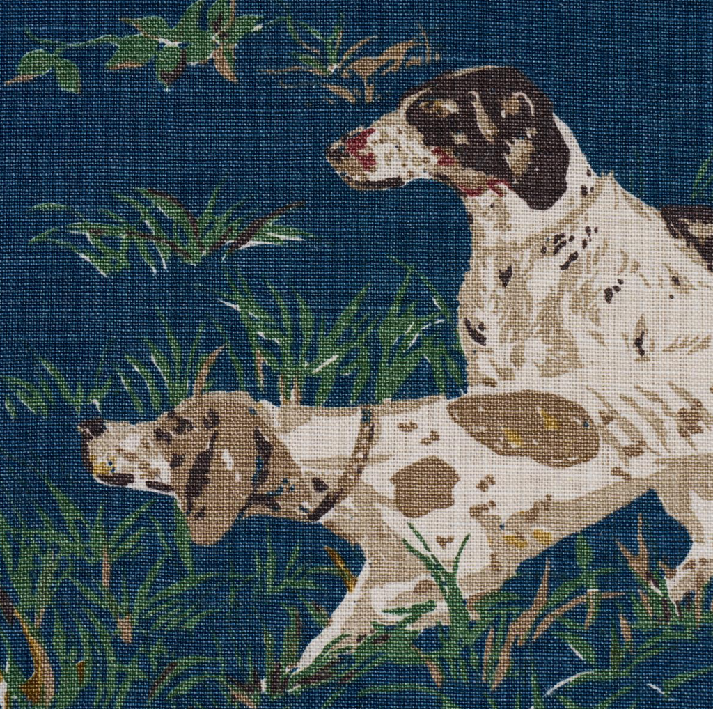 Pointers Pillow Cover in Navy Blue, Schumacher Textiles