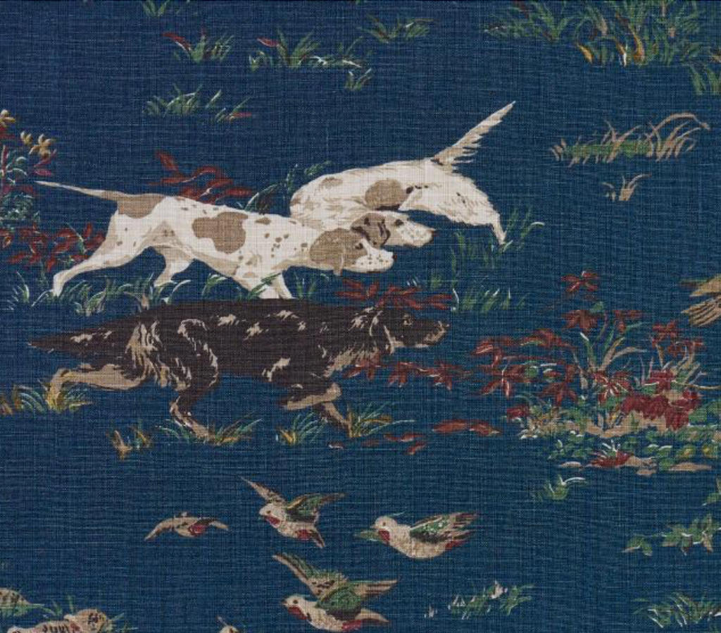 Pointers Pillow Cover in Navy Blue, Schumacher Textiles