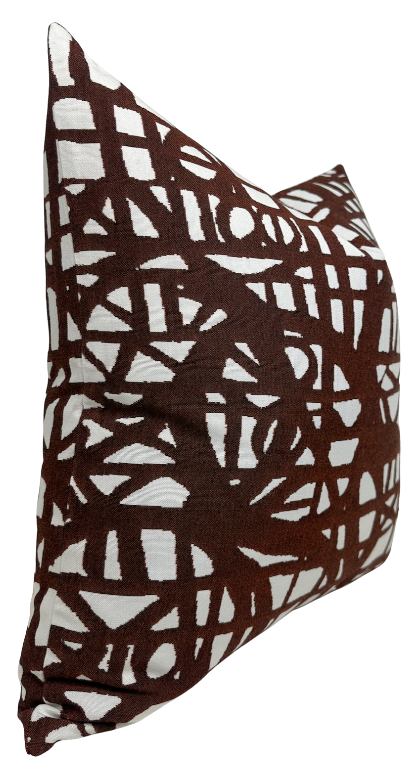 Ecriture Pillow Cover in Rust, Indoor Outdoor Pillow, Holly Hunt Textiles
