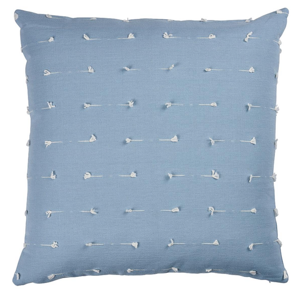 Teton Embroidered Pillow Cover in Sky Blue, Schumacher Textiles