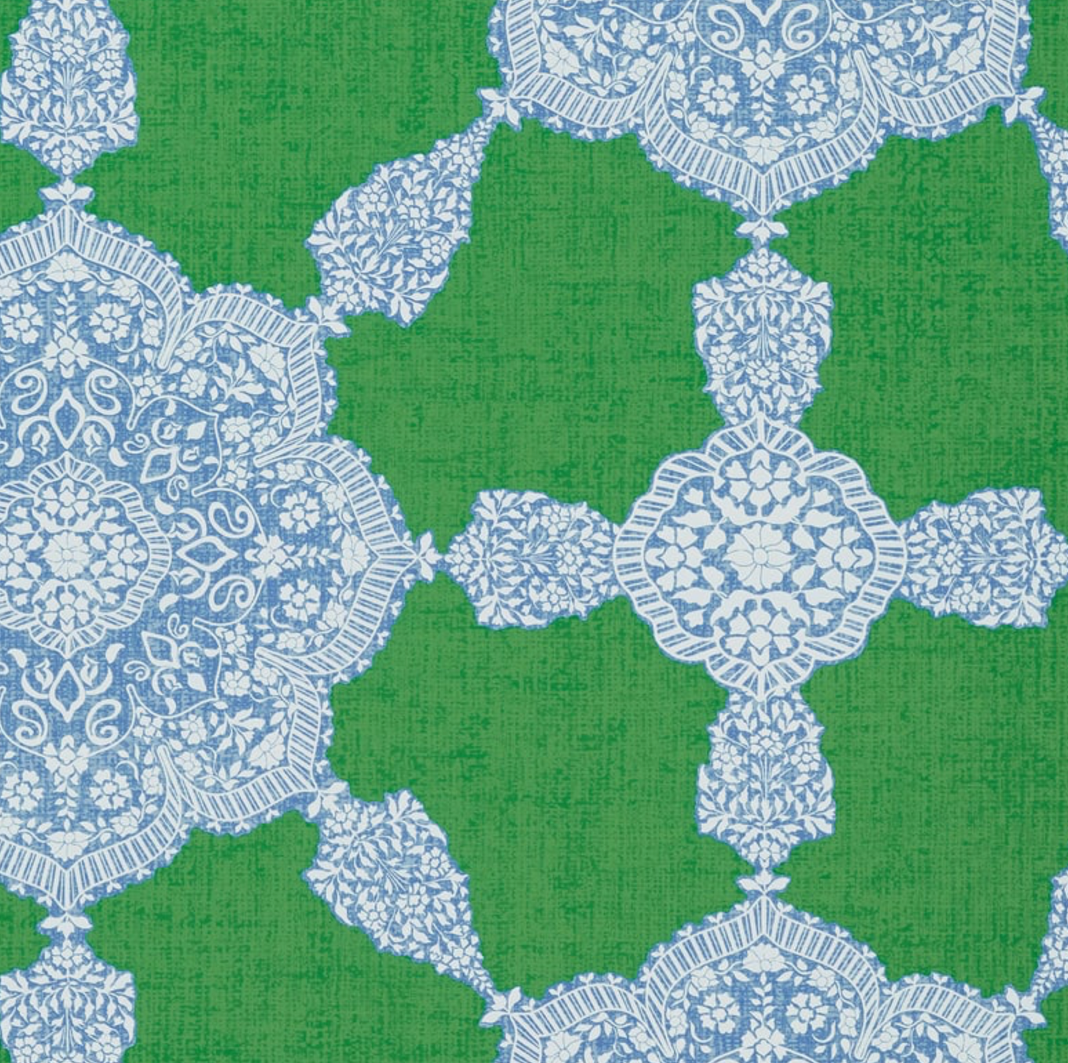Medallion Pillow Cover in Blue and Green, Thibaut Pillows