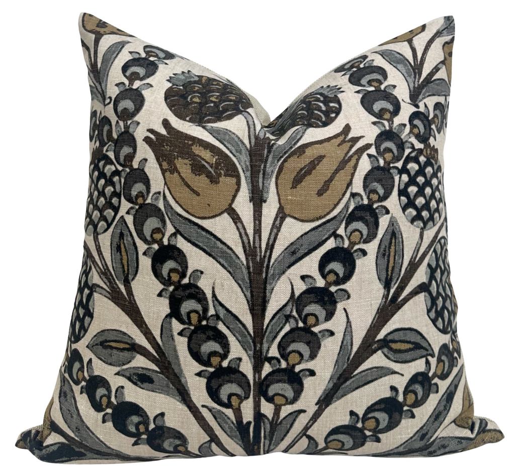 Cornelia Pillow Cover in Gold and Grey, Thibaut Pillows