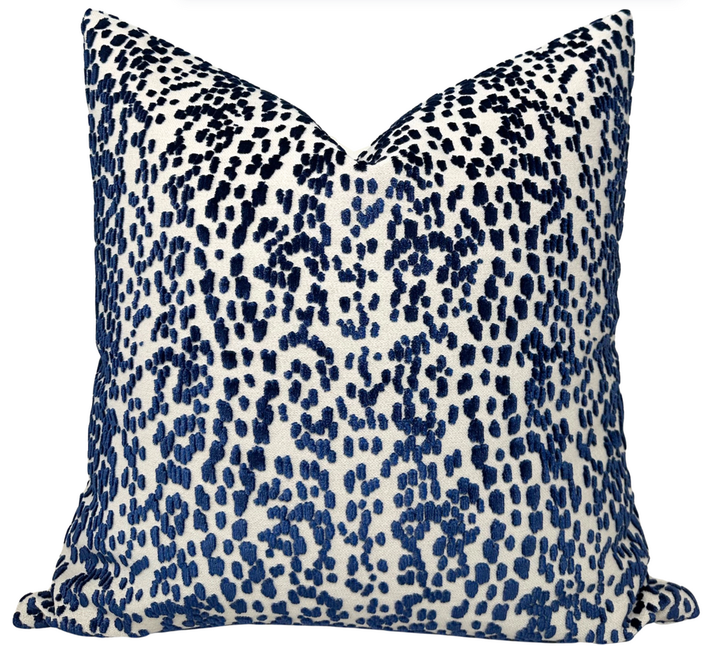 Les Touches Velvet Pillow Cover in Blue