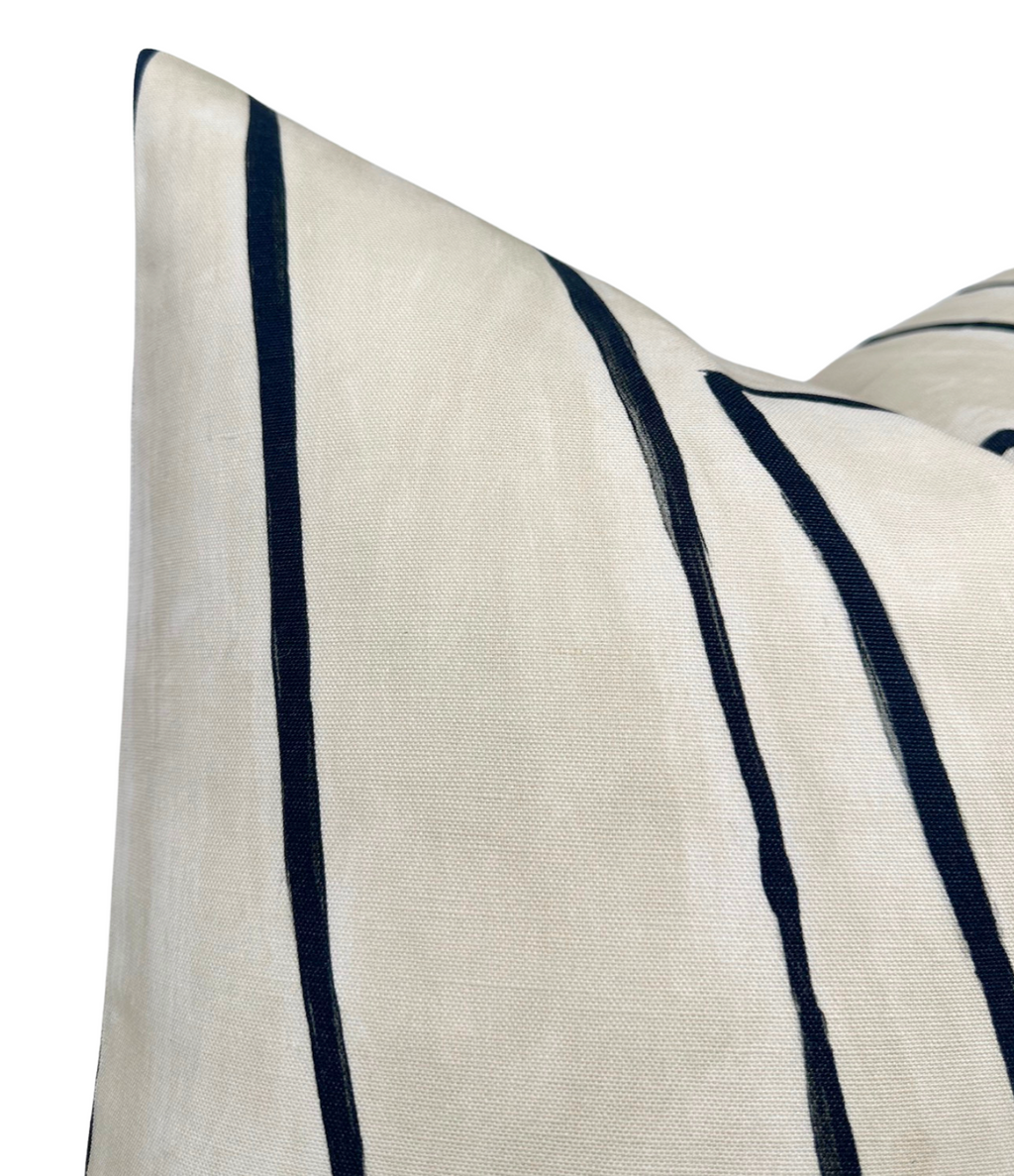 Graffito Pillow Cover in Ivory Linen Onyx, Kelly Wearstler Textiles