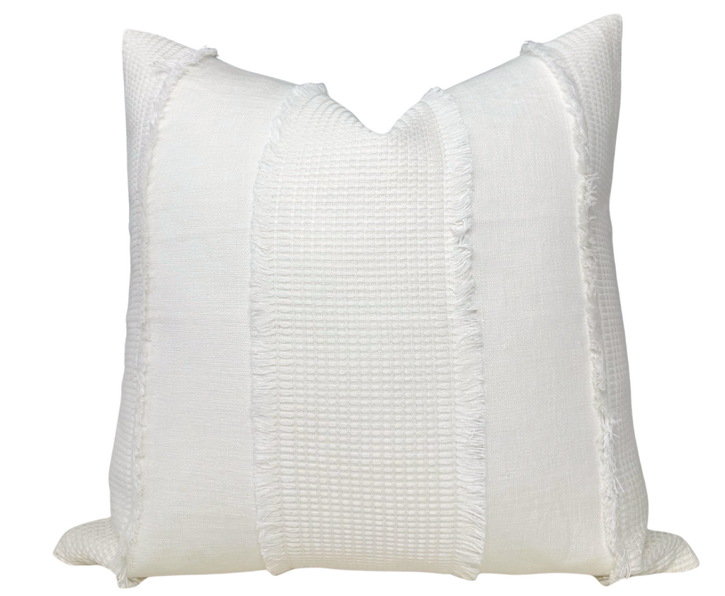 Tulum Casement Embroidered Pillow Cover in Ivory, Schumacher Textiles