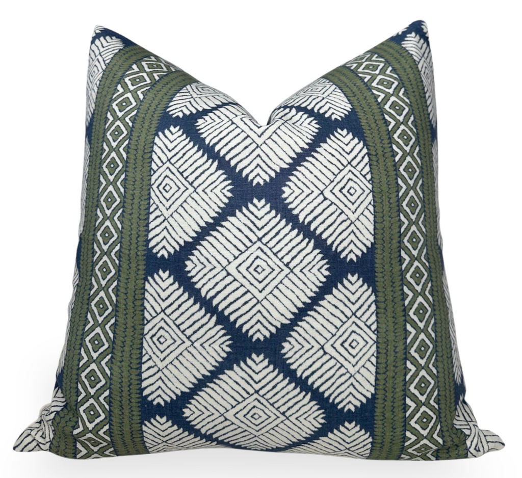 Austin Pillow Cover in Bluestone + Green, Thibaut Pillows