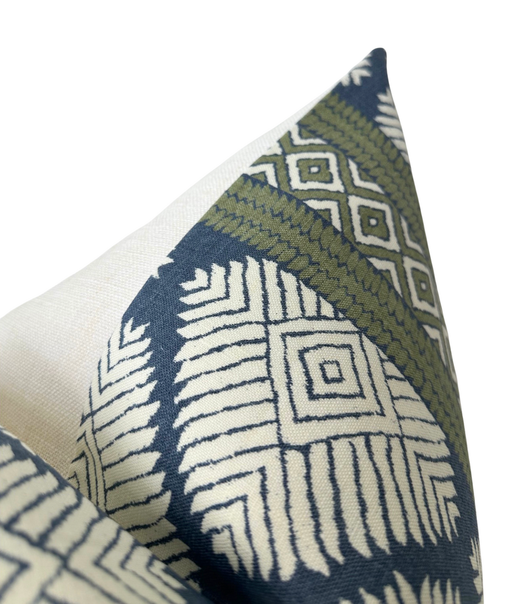 Austin Pillow Cover in Bluestone + Green, Thibaut Pillows