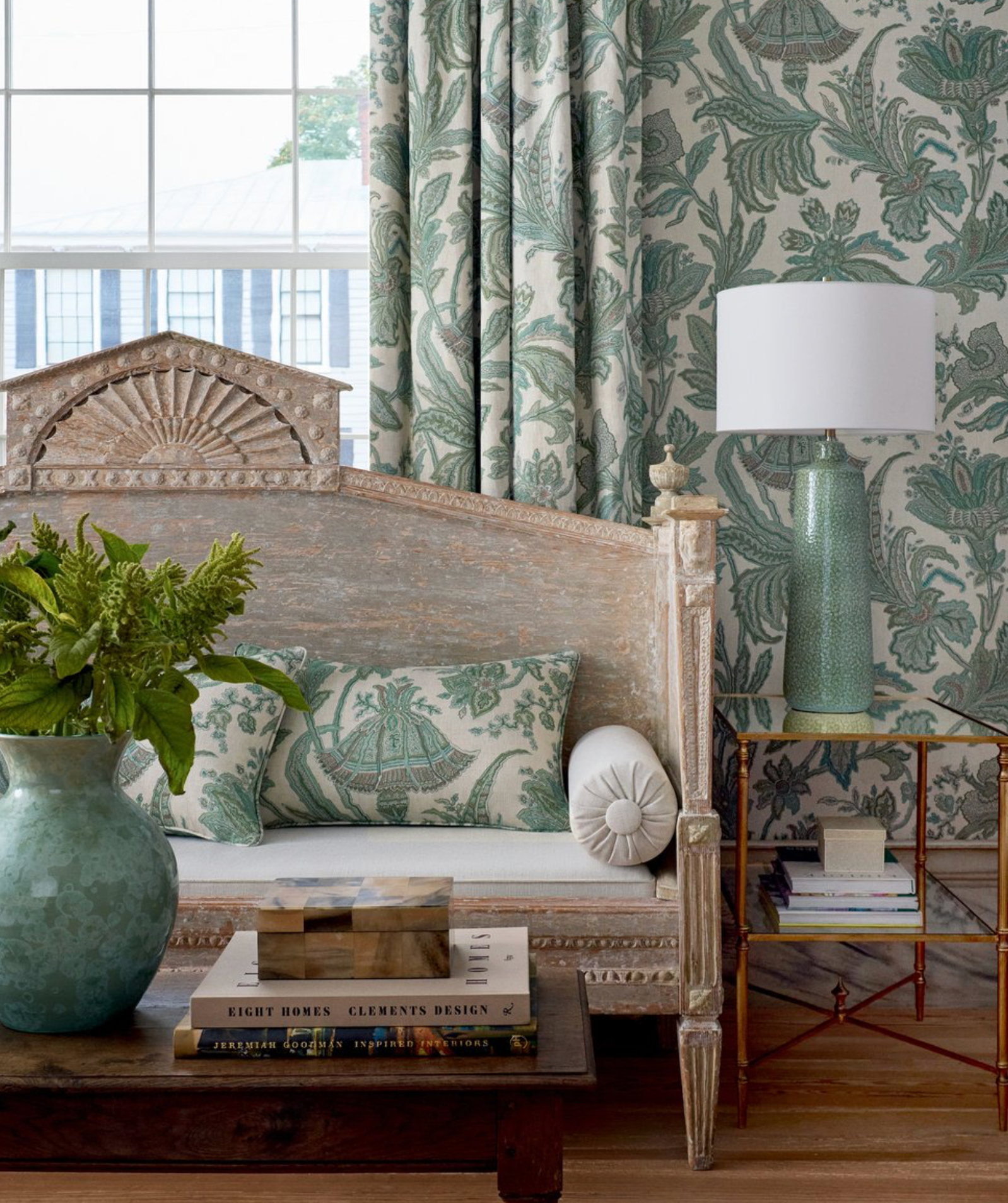 Breckenridge Floral Pillow Cover in Sage, Thibaut Pillows