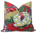 Honshu Pillow Cover in Coral and Green, Thibaut Pillows