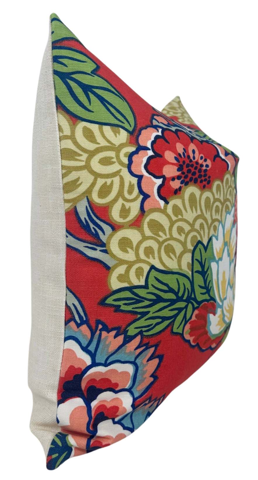 Honshu Pillow Cover in Coral and Green, Thibaut Pillows
