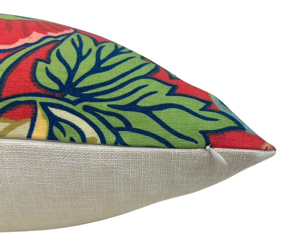 Honshu Pillow Cover in Coral and Green, Thibaut Pillows