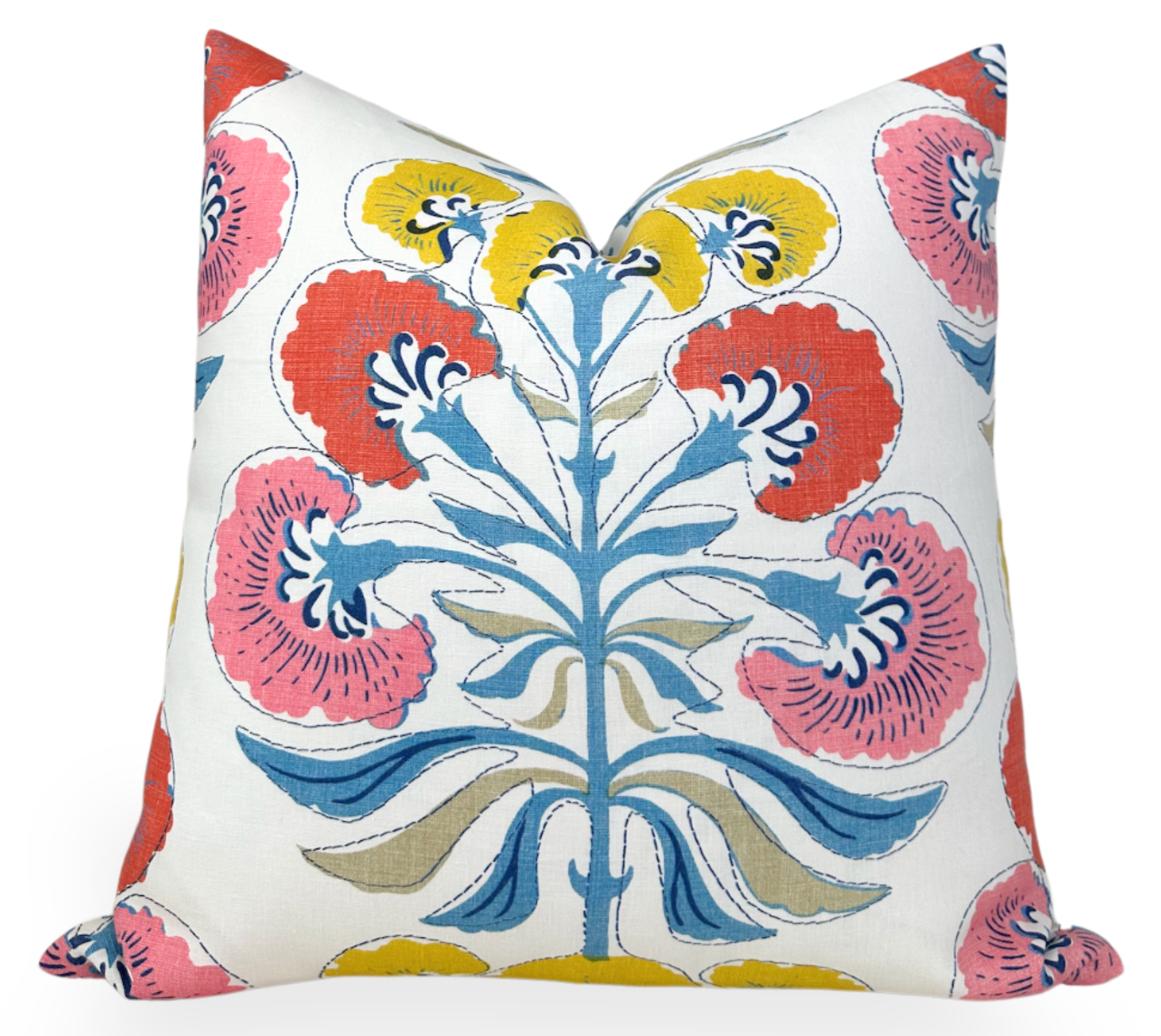 Tybee Tree Pillow Cover in Coral + Yellow, Thibaut Pillows