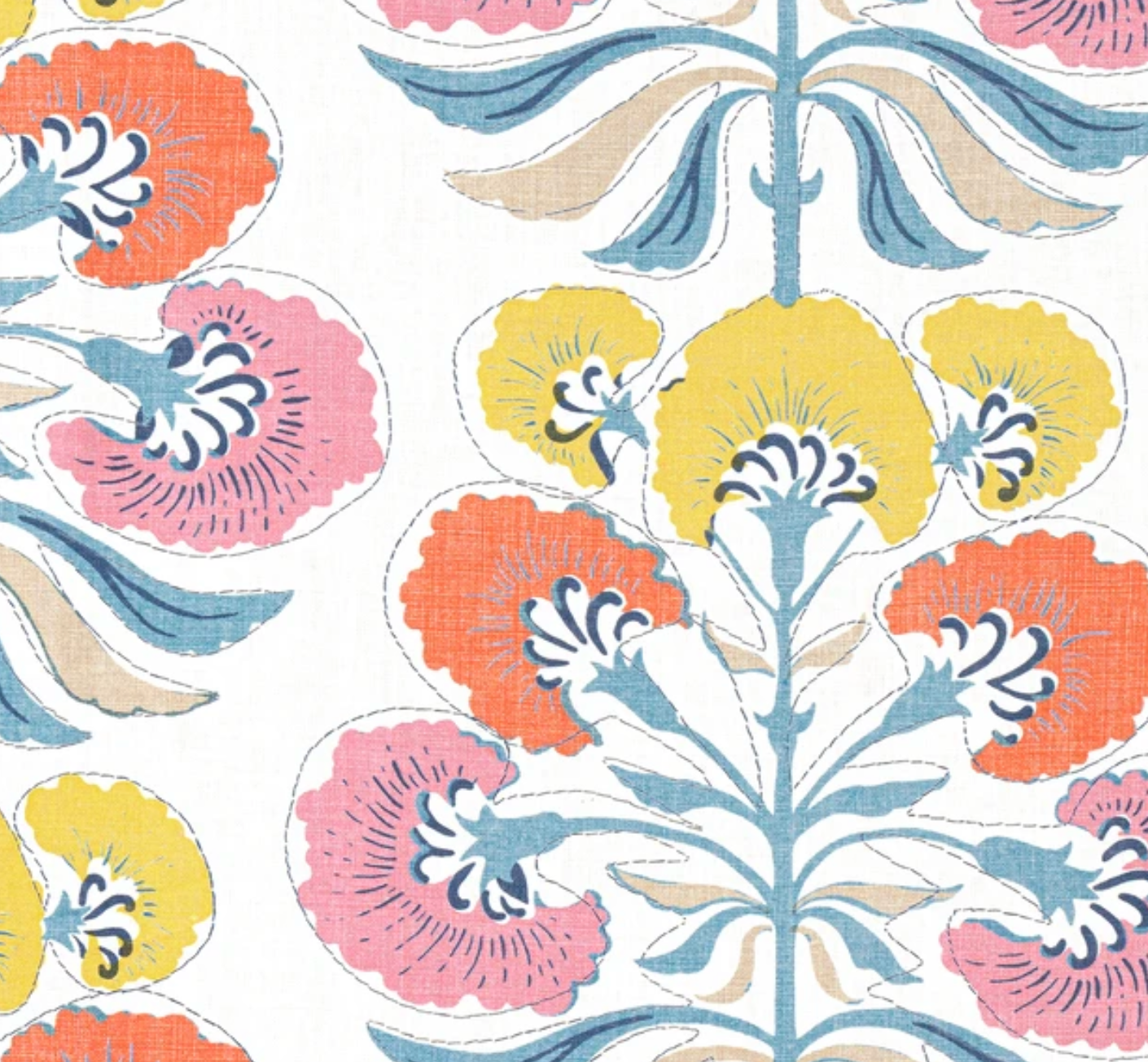 Tybee Tree Pillow Cover in Coral + Yellow, Thibaut Pillows